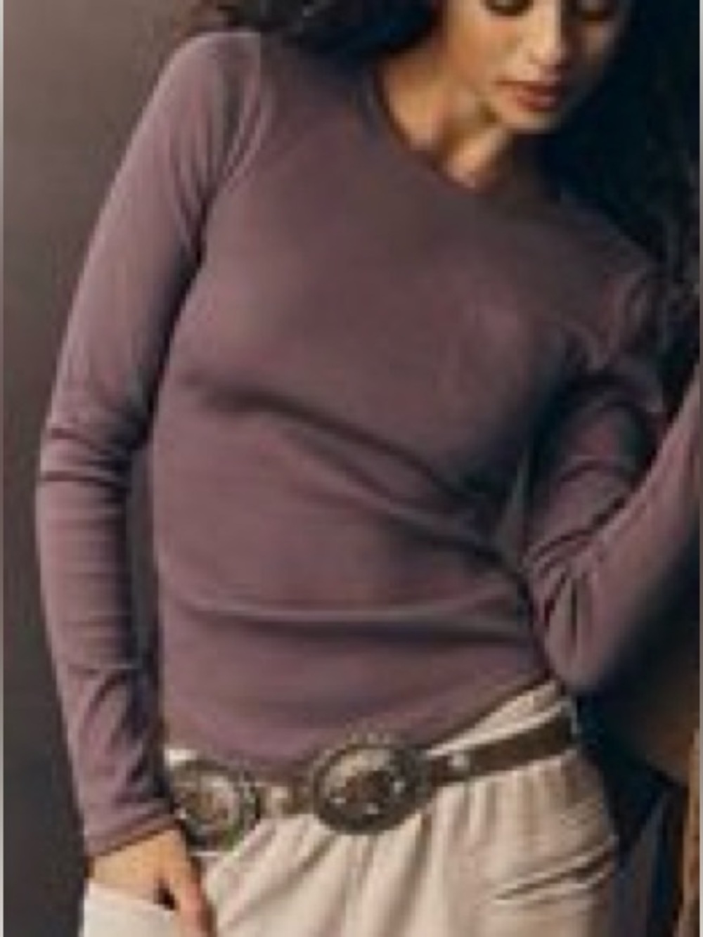 Anthropologie Pilcro Long-Sleeve Crewneck Tee - Plum